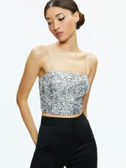 Alice and Olivia MATCHING SETS*CERESI SEQUIN BANDEAU CROP TOP + MAEVE SEQUIN SLIP SKIRT