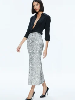 Alice and Olivia MATCHING SETS*CERESI SEQUIN BANDEAU CROP TOP + MAEVE SEQUIN SLIP SKIRT