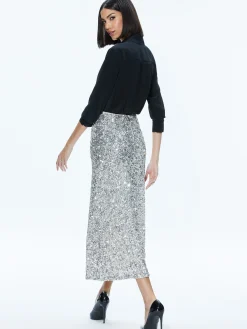 Alice and Olivia MATCHING SETS*CERESI SEQUIN BANDEAU CROP TOP + MAEVE SEQUIN SLIP SKIRT