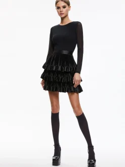 Alice and Olivia GUEST OF|MINI*CHARA TIERED RUFFLE MINI DRESS