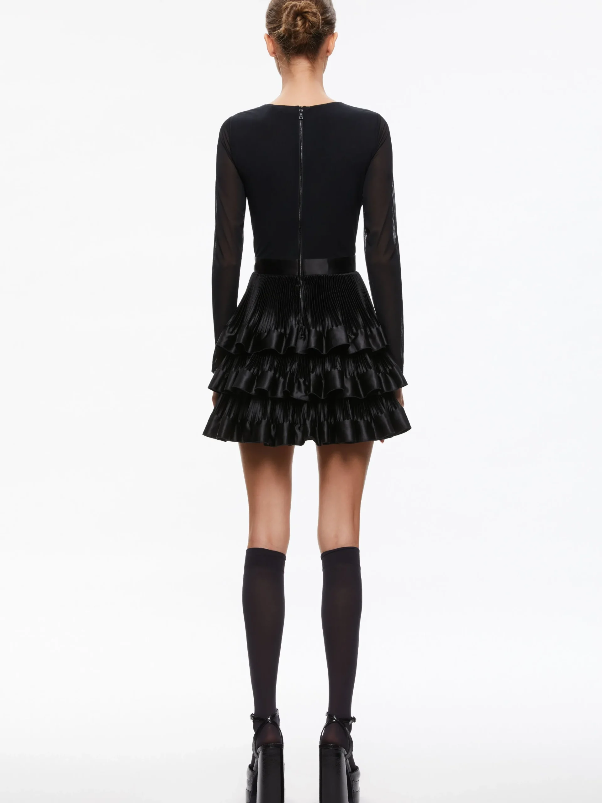 Alice and Olivia GUEST OF|MINI*CHARA TIERED RUFFLE MINI DRESS