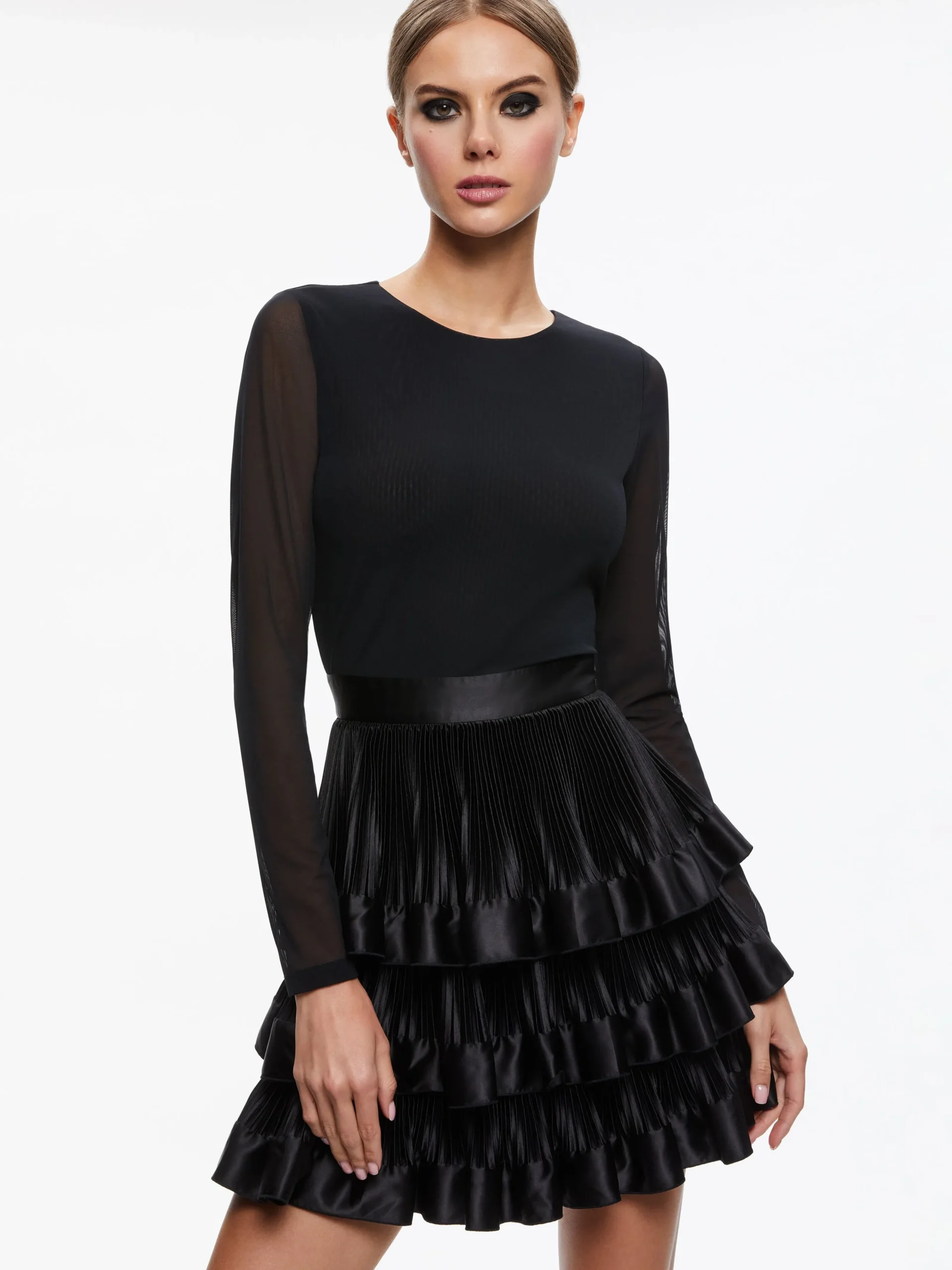 Alice and Olivia GUEST OF|MINI*CHARA TIERED RUFFLE MINI DRESS