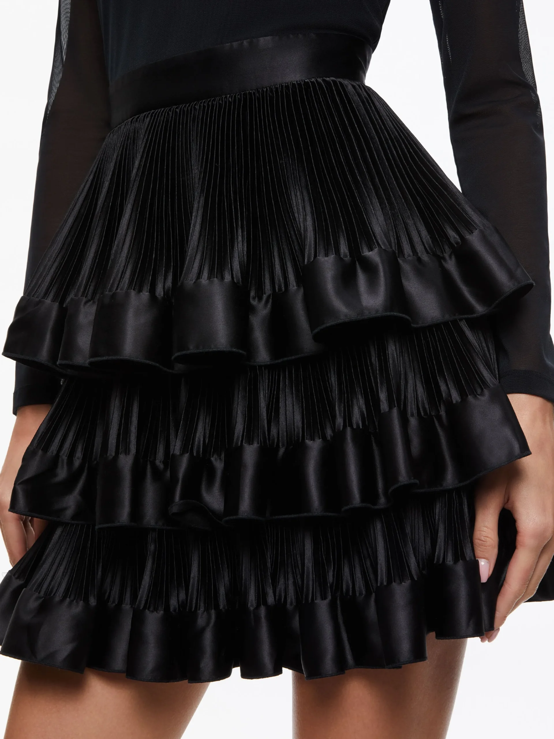 Alice and Olivia GUEST OF|MINI*CHARA TIERED RUFFLE MINI DRESS