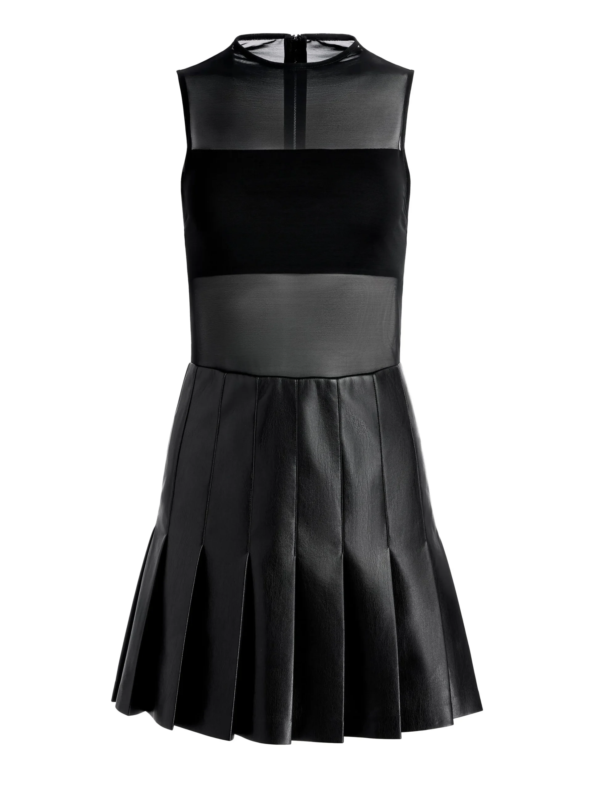 Alice and Olivia VEGAN LEATHER|MINI*CHARA VEGAN LEATHER PLEATED MINI DRESS