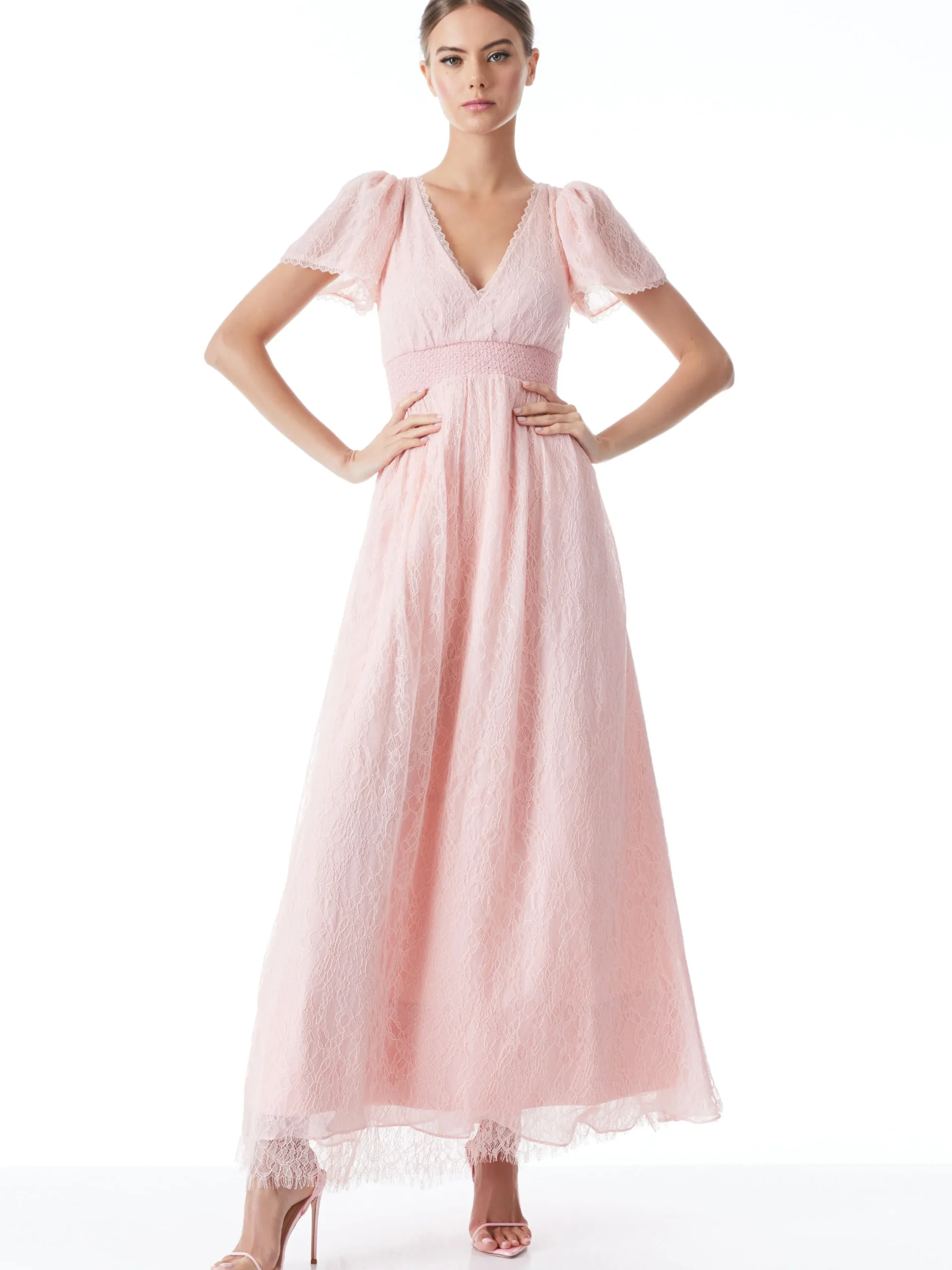 Alice and Olivia MAXI|DRESSES*CHARLSIE SMOCKED WAIST DRESS