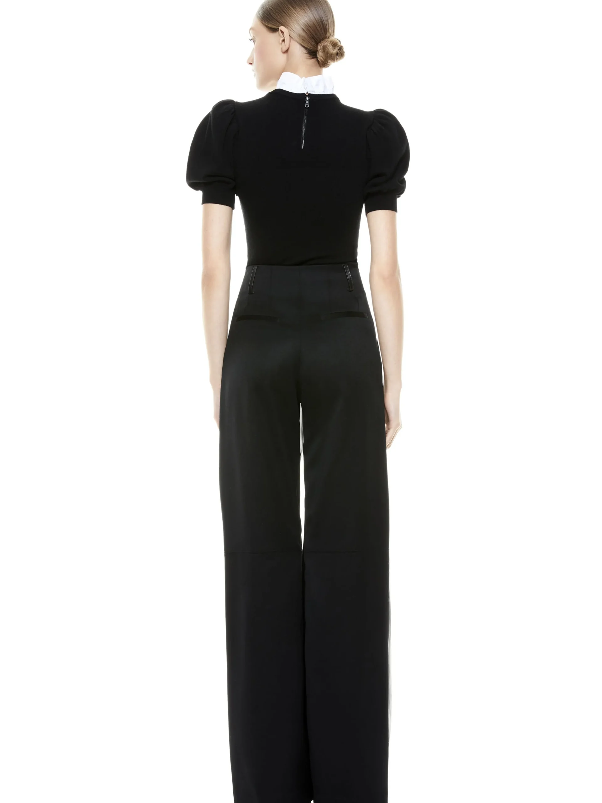 Alice and Olivia ESSENTIALS|SWEATERS*CHASE PUFF SLEEVE SWEATER WITH COLLAR