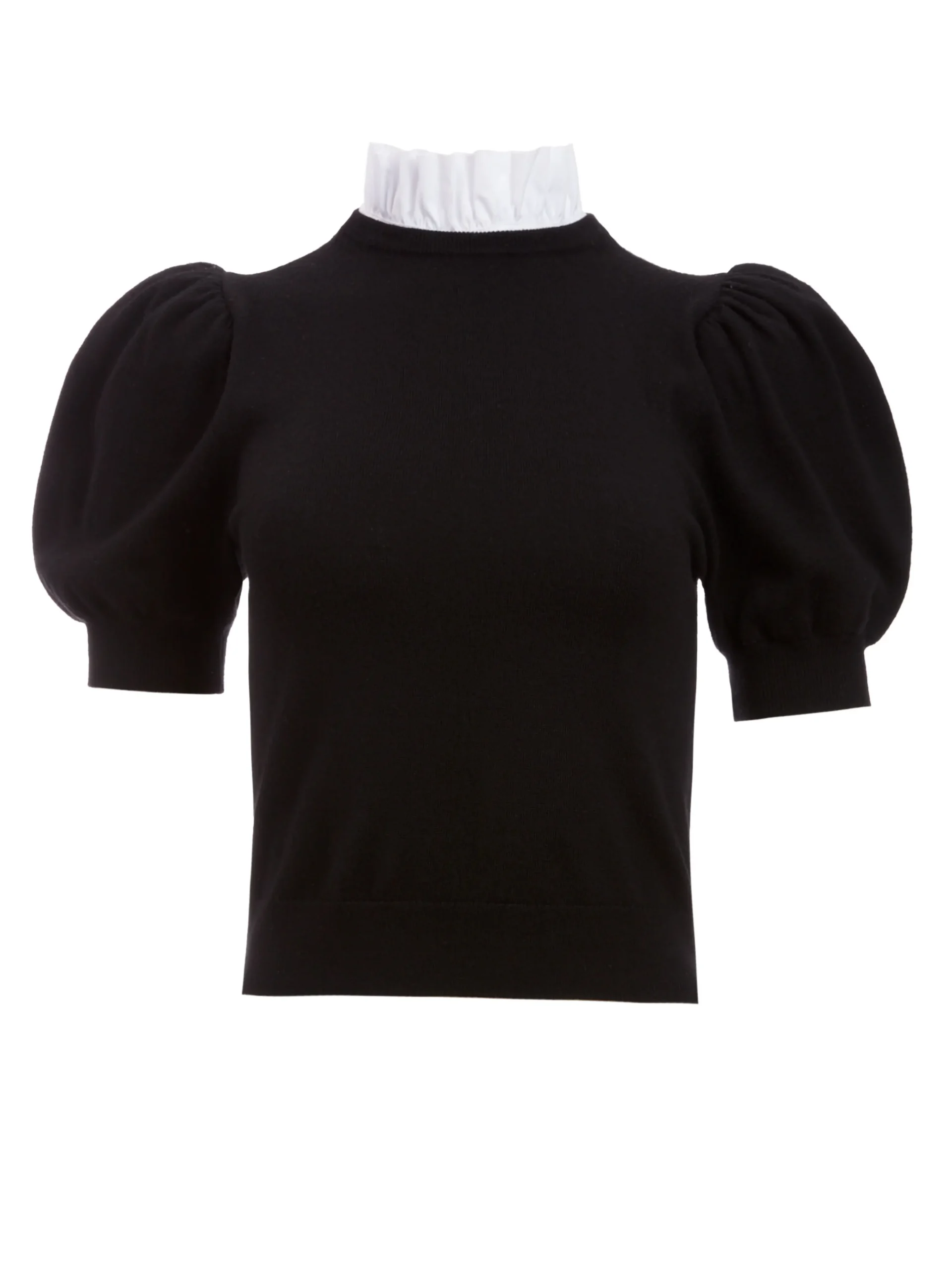 Alice and Olivia ESSENTIALS|SWEATERS*CHASE PUFF SLEEVE SWEATER WITH COLLAR