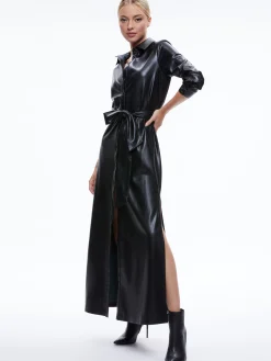 Alice and Olivia VEGAN LEATHER|ESSENTIALS*CHASSIDY VEGAN LEATHER MAXI SHIRT DRESS
