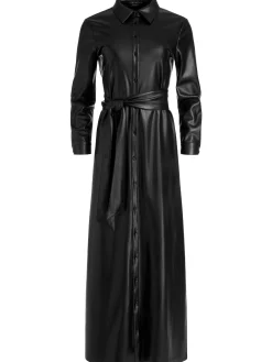 Alice and Olivia VEGAN LEATHER|ESSENTIALS*CHASSIDY VEGAN LEATHER MAXI SHIRT DRESS