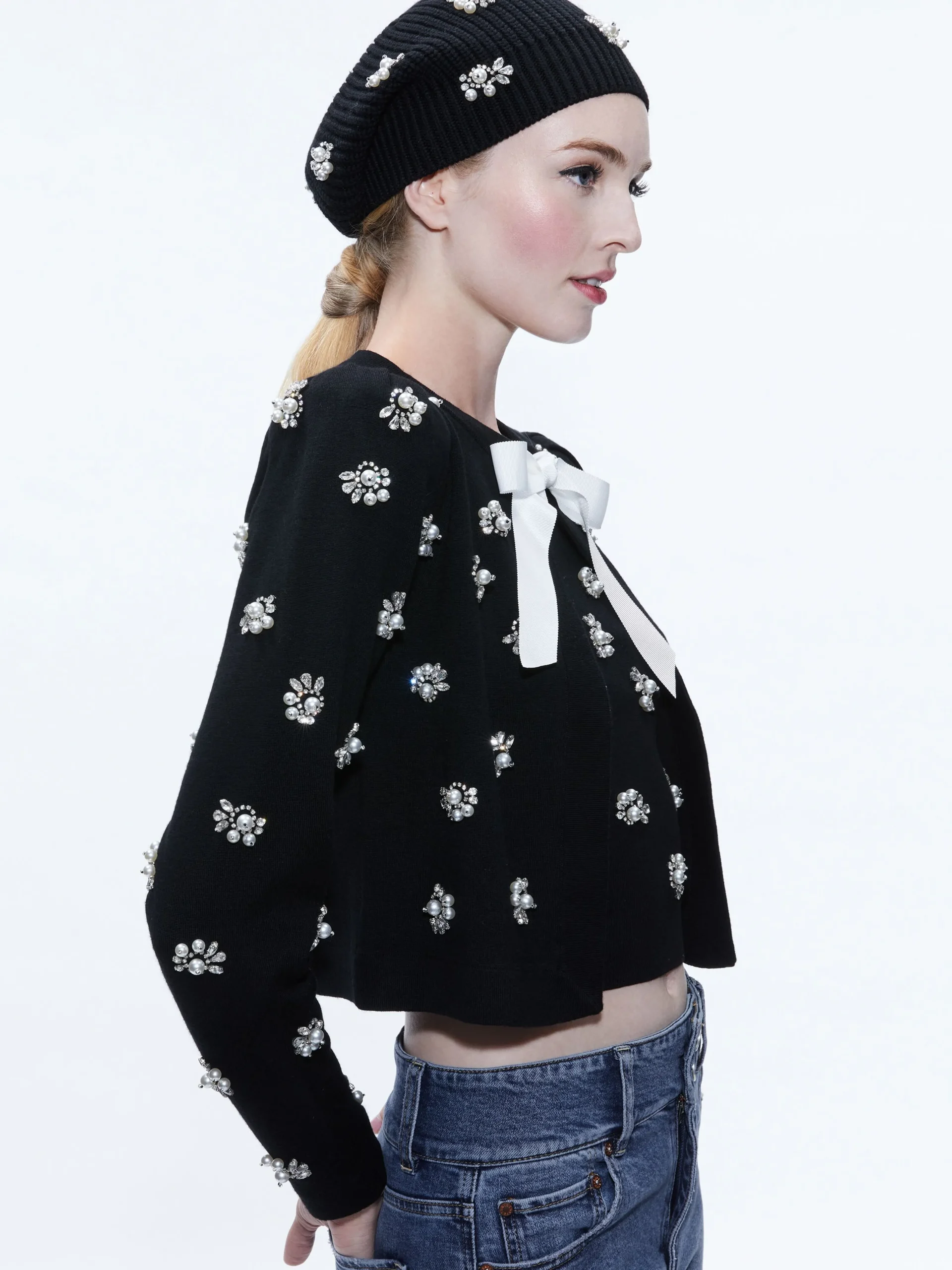 Alice and Olivia ACCESSORIES*CHIRA SLOUCHY EMBELLISHED HAT
