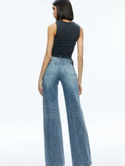 Alice and Olivia ESSENTIALS|TOPS*CHRISSY CREWNECK RUCHED CROP TOP