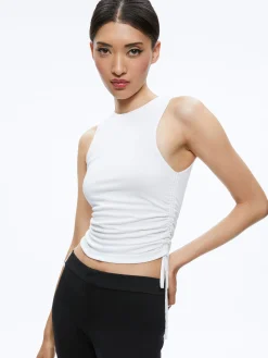 Alice and Olivia ESSENTIALS|TOPS*CHRISSY CREWNECK RUCHED CROP TOP