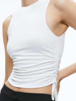 Alice and Olivia ESSENTIALS|TOPS*CHRISSY CREWNECK RUCHED CROP TOP