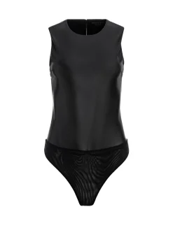 Alice and Olivia VEGAN LEATHER|ESSENTIALS*CLARINDA VEGAN LEATHER BODYSUIT
