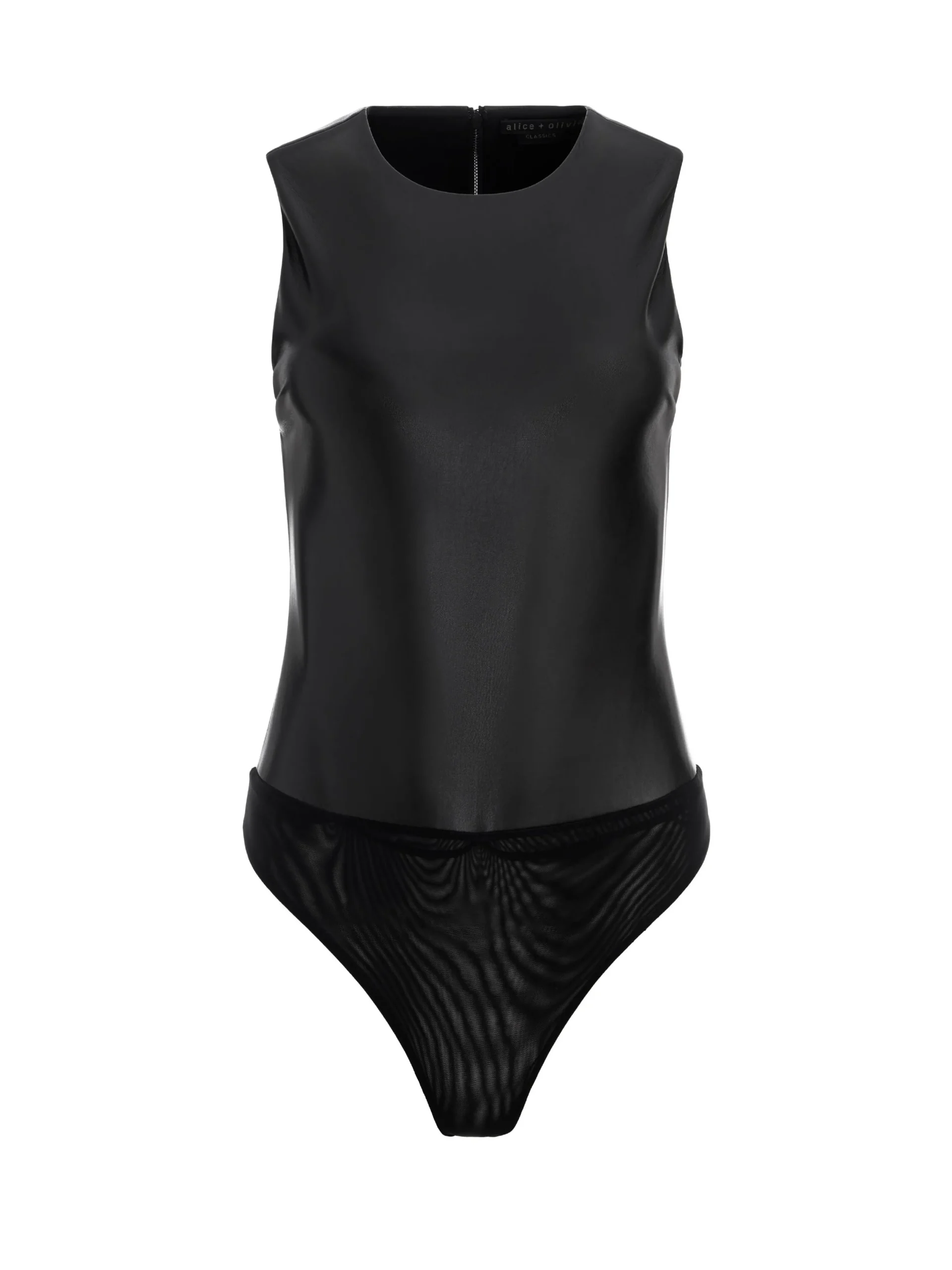 Alice and Olivia VEGAN LEATHER|ESSENTIALS*CLARINDA VEGAN LEATHER BODYSUIT