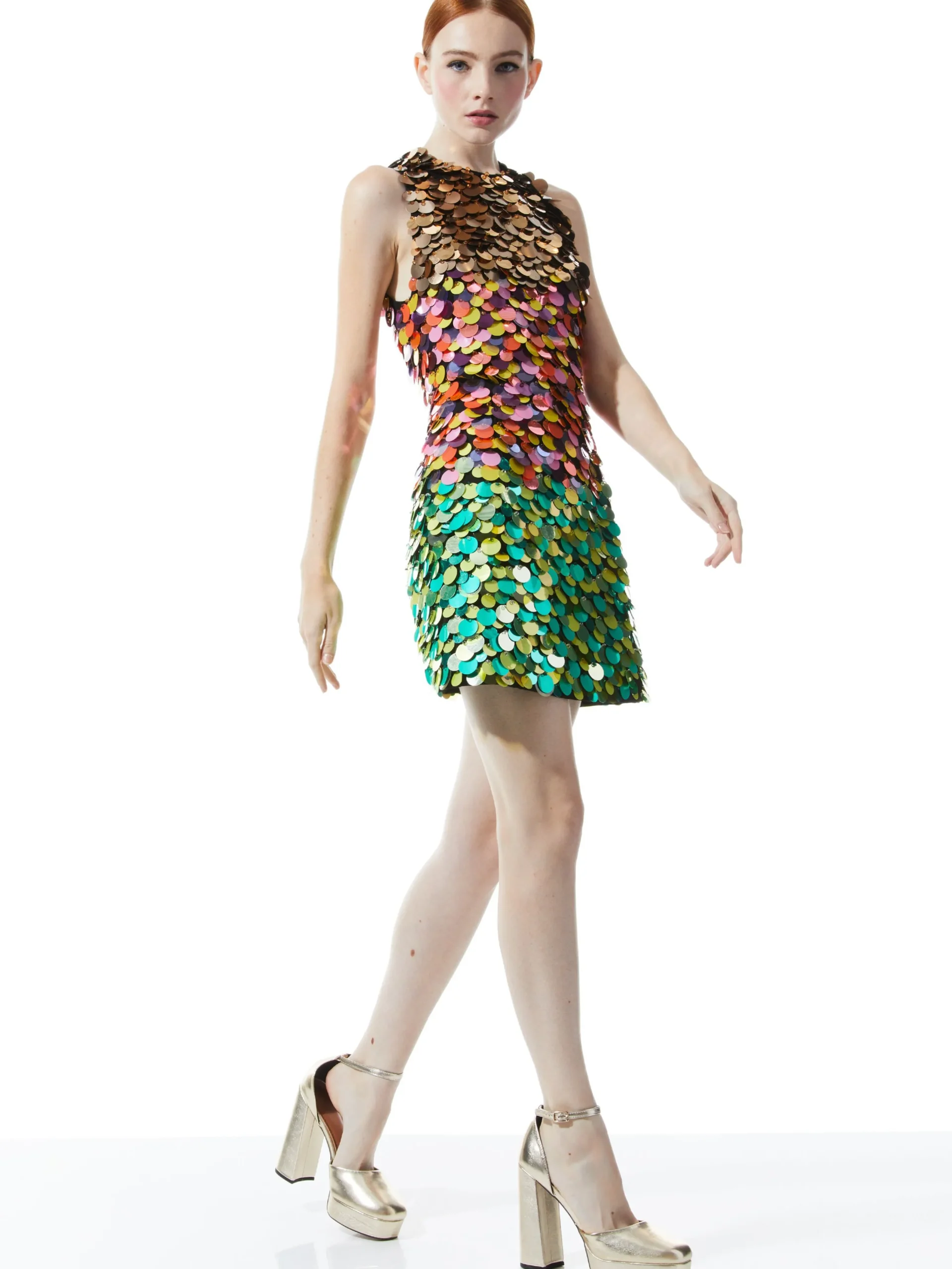 Alice and Olivia GUEST OF|MINI*CLYDE EMBELLISHED SHIFT DRESS