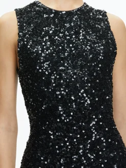 Alice and Olivia GUEST OF|MINI*COLEY EMBELLISHED FEATHER TRIM MINI DRESS