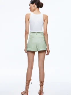Alice and Olivia VEGAN LEATHER|SHORTS*CONRY VEGAN LEATHER PLEATED CUFF SHORT