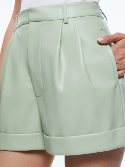Alice and Olivia VEGAN LEATHER|SHORTS*CONRY VEGAN LEATHER PLEATED CUFF SHORT