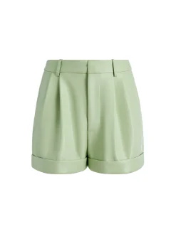 Alice and Olivia VEGAN LEATHER|SHORTS*CONRY VEGAN LEATHER PLEATED CUFF SHORT