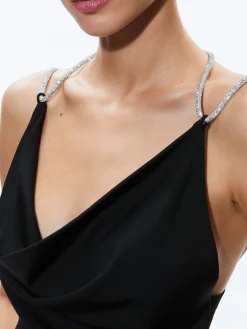 Alice and Olivia TOPS*CORAL CRYSTAL STRAP COWL NECK TOP
