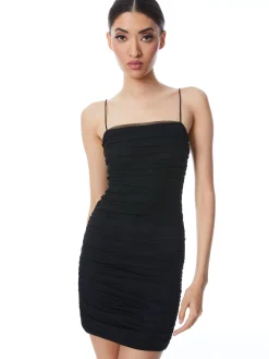 Alice and Olivia MINI|DRESSES*CRUZ SPAGHETTI STRAP MINI RUCHED DRESS