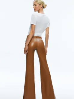 Alice and Olivia VEGAN LEATHER|PANTS*DANETTE VEGAN LEATHER SPLIT HEM TROUSERS