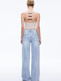 Alice and Olivia TOPS*DARIA POINETELLE CORD BACK HALTER TOP