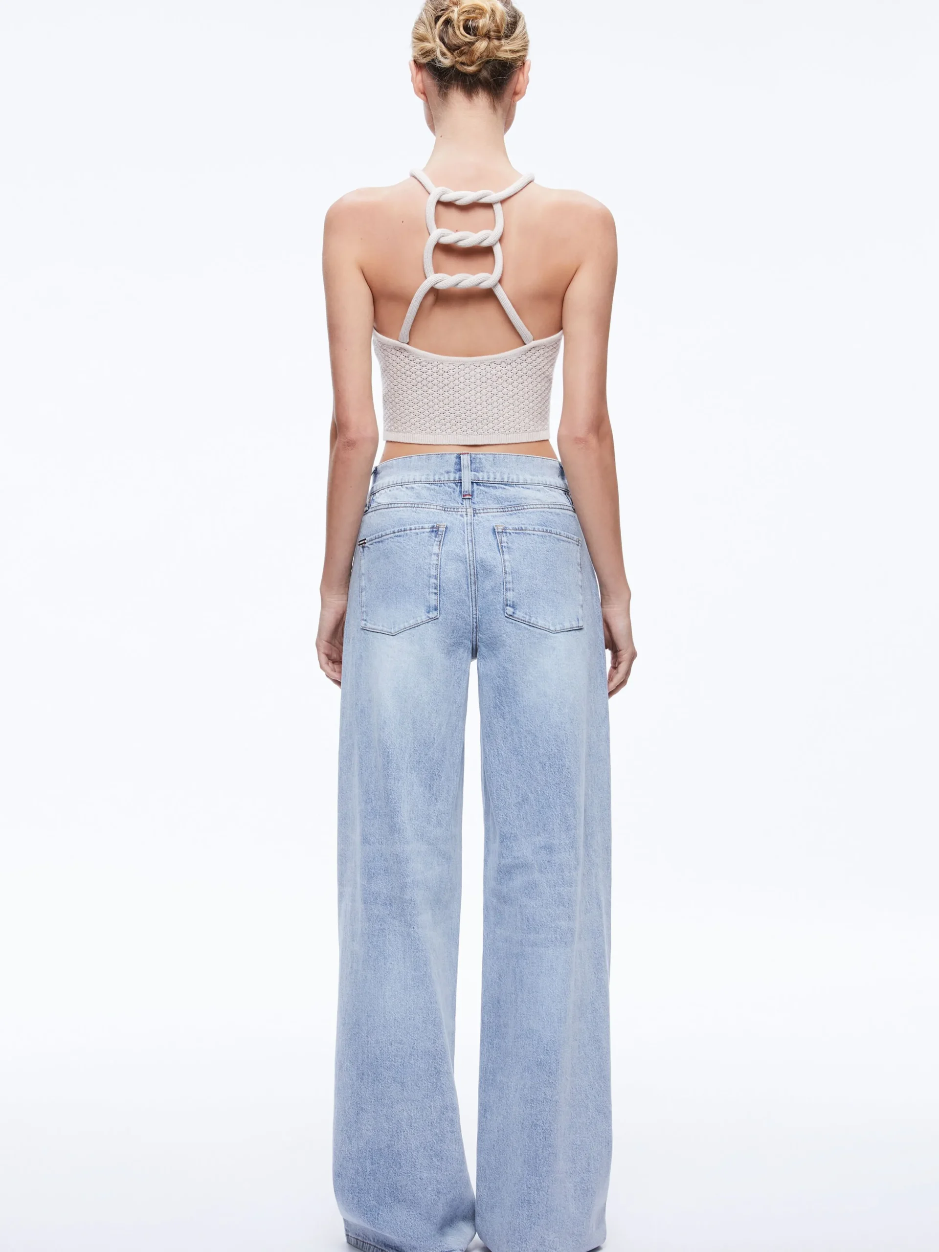 Alice and Olivia TOPS*DARIA POINETELLE CORD BACK HALTER TOP