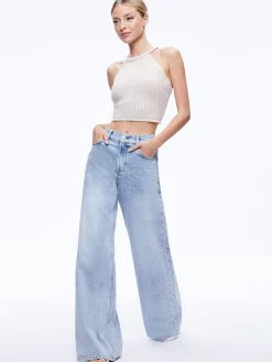 Alice and Olivia TOPS*DARIA POINETELLE CORD BACK HALTER TOP