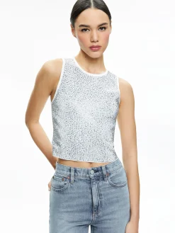 Alice and Olivia TOPS*DARINA EMBELLISHED CROPPED TANK