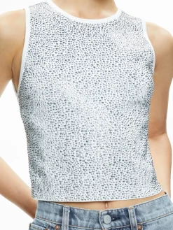 Alice and Olivia TOPS*DARINA EMBELLISHED CROPPED TANK