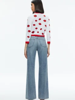 Alice and Olivia STACEY'S FAVORITES|VALENTINE'S DAY EDIT*DARODA KISS CREWNECK CROPPED CARDIGAN