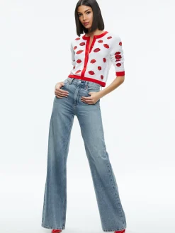 Alice and Olivia STACEY'S FAVORITES|VALENTINE'S DAY EDIT*DARODA KISS CREWNECK CROPPED CARDIGAN