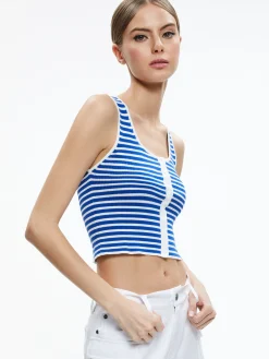 Alice and Olivia TOPS*DARYN BUTTON FRONT CROPPED TANK