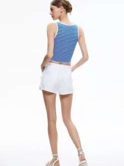 Alice and Olivia TOPS*DARYN BUTTON FRONT CROPPED TANK