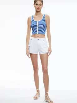Alice and Olivia TOPS*DARYN BUTTON FRONT CROPPED TANK