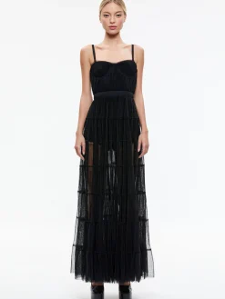 Alice and Olivia GUEST OF|MAXI*DEENA PLEATED MAXI DRESS WITH HOT PANT