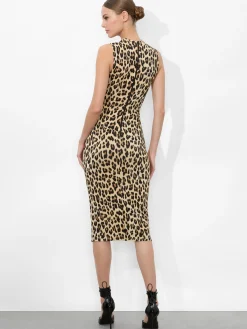 Alice and Olivia MIDI|DRESSES*DELORA FITTED MOCK NECK DRESS
