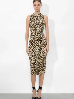 Alice and Olivia MIDI|DRESSES*DELORA FITTED MOCK NECK DRESS