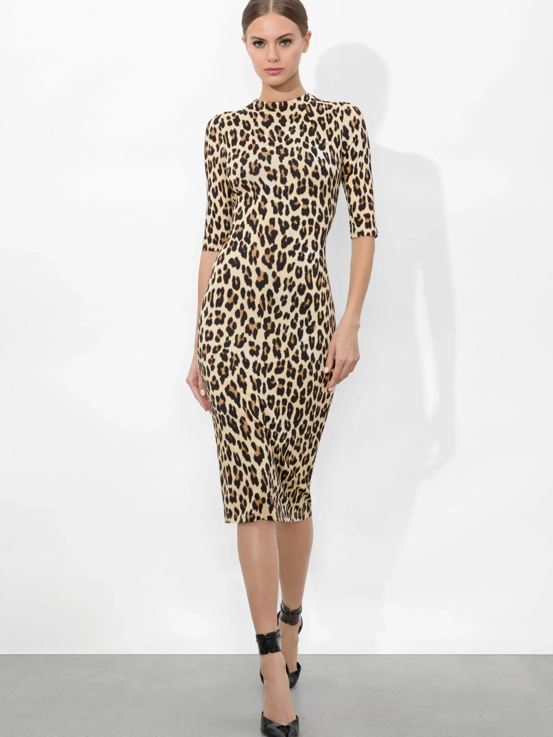 Alice and Olivia MIDI|DRESSES*DELORA FITTED MOCK NECK MIDI DRESS