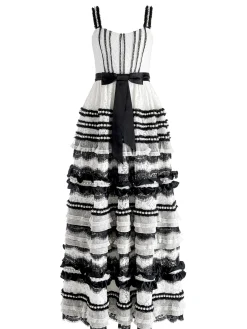 Alice and Olivia GUEST OF|MAXI*DENITA BUSTIER RUFFLE GOWN