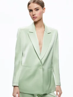 Alice and Olivia MATCHING SETS*DENNY NOTCH COLLAR BOYFRIEND BLAZER + DEANNA HIGH WAISTED BOOTCUT PANT