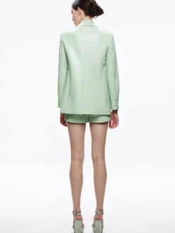Alice and Olivia MATCHING SETS*DENNY VEGAN LEATHER SHAWL COLLAR BLAZER + OLIVIA VEGAN LEATHER SHORT