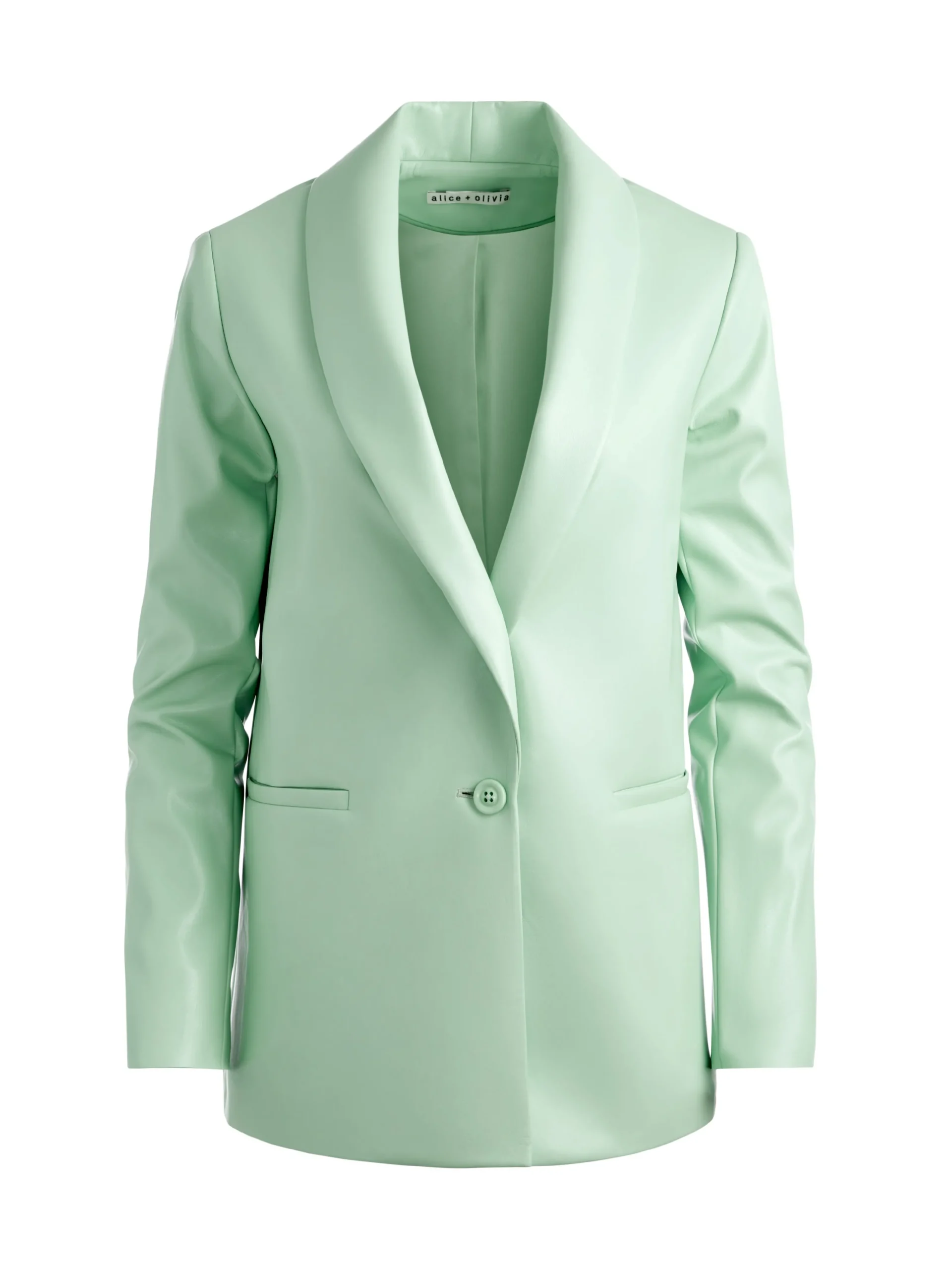 Alice and Olivia MATCHING SETS*DENNY VEGAN LEATHER SHAWL COLLAR BLAZER + OLIVIA VEGAN LEATHER SHORT