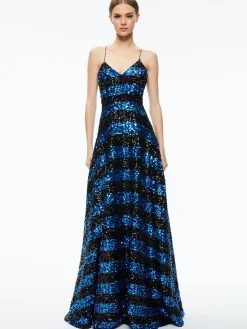 Alice and Olivia GUEST OF|MAXI*DOMENICA SEQUIN GOWN DRESS