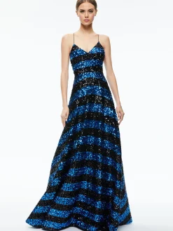 Alice and Olivia GUEST OF|MAXI*DOMENICA SEQUIN GOWN DRESS