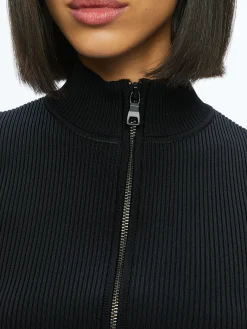 Alice and Olivia ESSENTIALS|SWEATERS*DORRIS RIBBED ZIP UP CARDIGAN