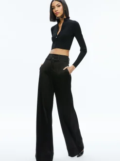 Alice and Olivia ESSENTIALS|SWEATERS*DORRIS RIBBED ZIP UP CARDIGAN