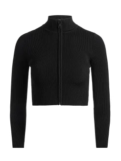 Alice and Olivia ESSENTIALS|SWEATERS*DORRIS RIBBED ZIP UP CARDIGAN